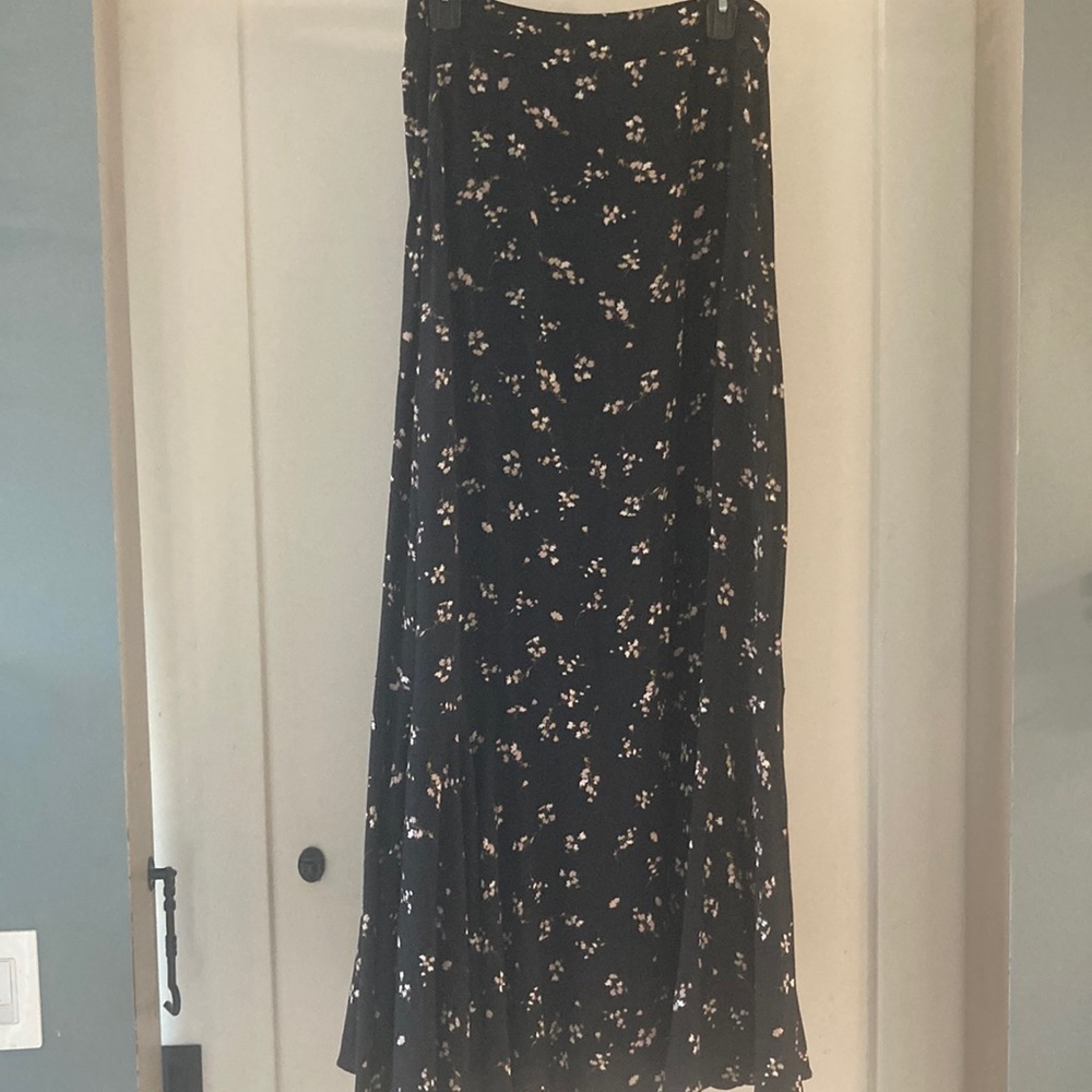 Free People Maxi Black Floral Skirt
